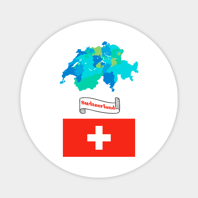 Switzerland Map Magnet by Calisi